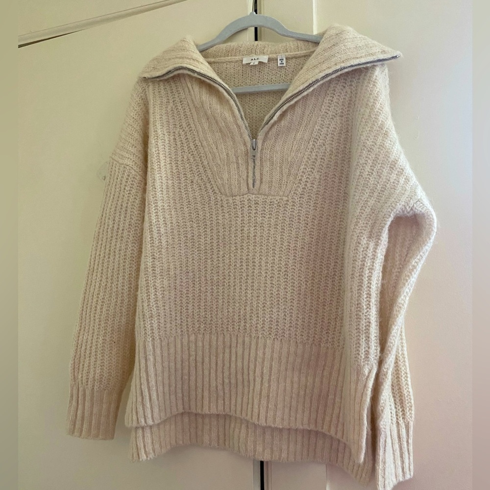A.L.C quarter zip small cream sweater